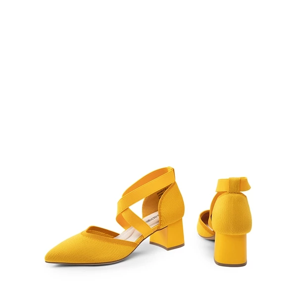 Pointed Toe Criss Cross Pumps YELLOW-ECO 7 Pointed Toe Criss Cross Pumps YELLOW-ECO - Image 5