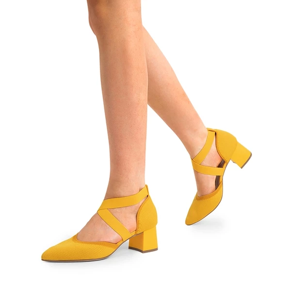 Pointed Toe Criss Cross Pumps YELLOW-ECO 9 Pointed Toe Criss Cross Pumps YELLOW-ECO - Image 7