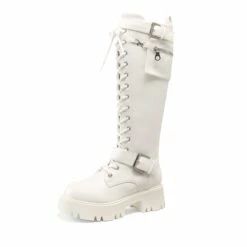 Lug Sole Platform Motorcycle Boots WHITE -DREAM PAIRS Sales 0943 WHITE 1