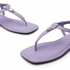 T-Strap Thong Flat Sandals With Silk Ribbon PURPLE -DREAM PAIRS Sales 0944 2.1
