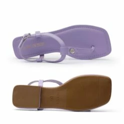 T-Strap Thong Flat Sandals With Silk Ribbon PURPLE -DREAM PAIRS Sales 0944 3.1
