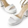 Ankle-Strap Platform Chunky High Heel Sandals WHITE-PU