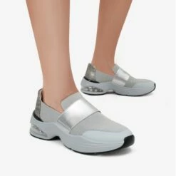 Slip-on Knitted Air Cushion Sneakers GREY -DREAM PAIRS Sales 0945 GREY206