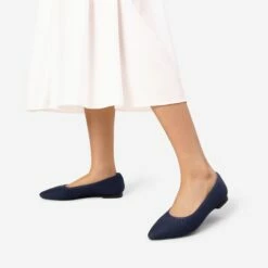 Pointed Toe Flats With Knitted Sunray Design NAVY -DREAM PAIRS Sales 0945 NAVY 6