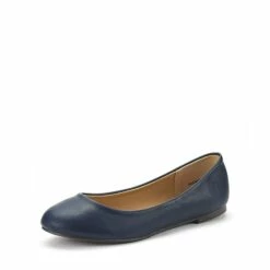 Comfortable Ballerina Walking Flats NAVY PU