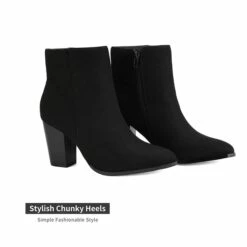 Pointed Toe Chunky Heel Ankle Boots BLACK-SUEDE -DREAM PAIRS Sales 0951 Black Suede 03