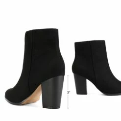 Pointed Toe Chunky Heel Ankle Boots BLACK-SUEDE -DREAM PAIRS Sales 0951 Black Suede 05