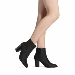 Pointed Toe Chunky Heel Ankle Boots BLACK-SUEDE -DREAM PAIRS Sales 0951 Black Suede 07