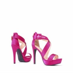 Platform Criss Cross High Stiletto Sandals HOT PINK-SATIN 9 Platform Criss Cross High Stiletto Sandals HOT PINK-SATIN -DREAM PAIRS Sales 0955 HOT PINK 4