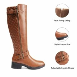 Knee High Winter Boots With Faux LIGHT BROWN 10 Knee High Winter Boots With Faux LIGHT BROWN -DREAM PAIRS Sales 0957 LIGHT BROWN 2