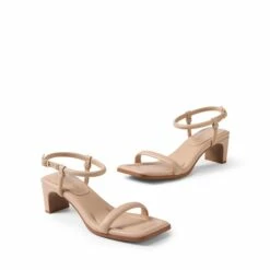[Wonder Cloud] Hera One-strap Square Toe Rectangular Heel Sandals NUDE