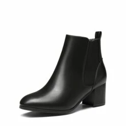 Chelsea Chunky Block Heel Booties BLACK PU -DREAM PAIRS Sales 1 100