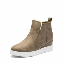 Hidden Heel Platform Wedge Booties TAUPE PU