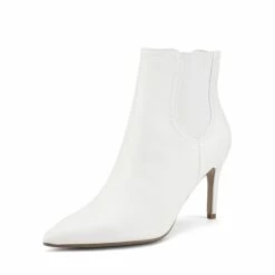 Pointed Toe Stiletto Ankle Booties WHITE PU -DREAM PAIRS Sales 1 107