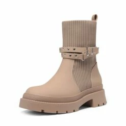 Stride Lug Sole Platform Slip On Booties NUDE -DREAM PAIRS Sales 1 108