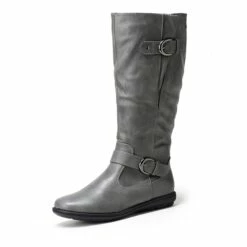 Wide Calf Knee High Faux Fur Boots WIDE CALF GREY