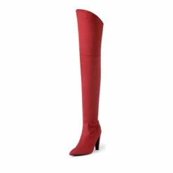 Thigh High Heeled Boots RED SUEDE -DREAM PAIRS Sales 1 118
