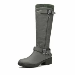 Wide Calf Knee High Boots GREY