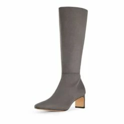 Suede Chunky Knee High Boots DARK GREY -DREAM PAIRS Sales 1 122