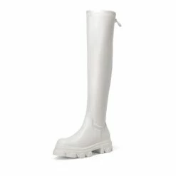 Ikon Stretchy Over The Knee Boots WHITE PU
