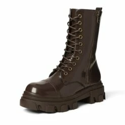 Mid Calf Combat Boots BROWN -DREAM PAIRS Sales 1 131
