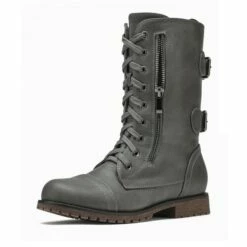Utilitarian Ankle Mid Calf Combat Boots GREY -DREAM PAIRS Sales 1 140