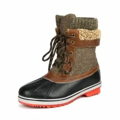 Mid Calf Lace Up Snow Boots BROWN -DREAM PAIRS Sales 1 143