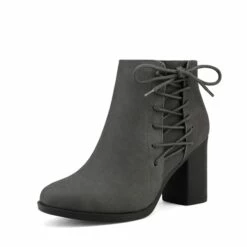 Chicago Chunky Heel Ankle Booties GREY -DREAM PAIRS Sales 1 153
