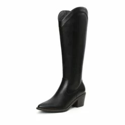 Montana Pointed Toe Knee High Boots BLACK PU -DREAM PAIRS Sales 1 156