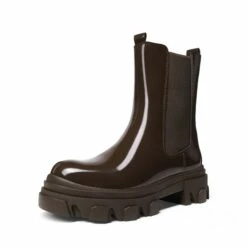 Mid Calf Chunky Chelsea Boots BROWN 10 Mid Calf Chunky Chelsea Boots BROWN -DREAM PAIRS Sales 1 157