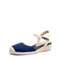 Ankle Strap Closed-Toe Espadrille Wedges NAVY -DREAM PAIRS Sales 1 16
