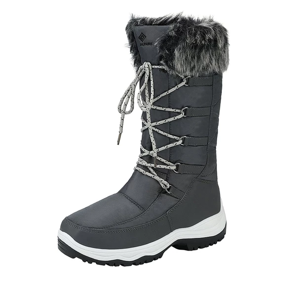 Mid Calf Lace Up Winter Boots GREY 4 Mid Calf Lace Up Winter Boots GREY - Image 2