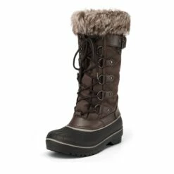 Fur Lined Lace-Up Snow Boots BROWN