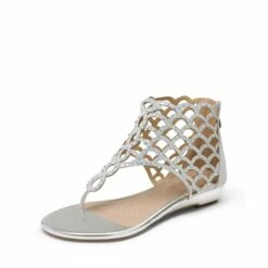 Cute Rhinestone Flat Sandals SILVER -DREAM PAIRS Sales 1 17