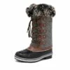 Mid-Calf Fur Snow Boots BLACK GREY