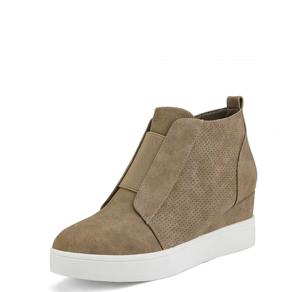 Platform Wedge Ankle Booties TAUPE 6 Platform Wedge Ankle Booties TAUPE - Image 4