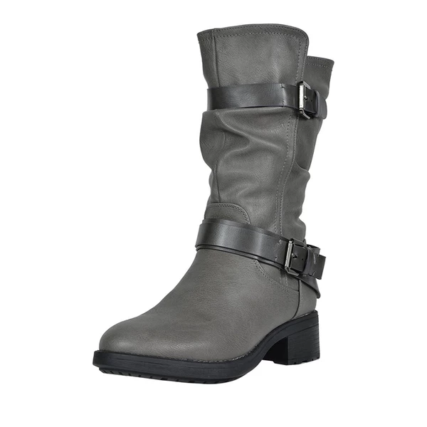 Faux Fur Mid Calf Winter Riding Boots GREY 5 Faux Fur Mid Calf Winter Riding Boots GREY - Image 3