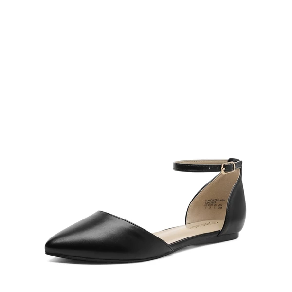 Ankle Strap Ballerina Flats BLACK PU 7 Ankle Strap Ballerina Flats BLACK PU - Image 5