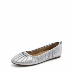 Pleated Round Toe Ballet Flats SILVER 13 Pleated Round Toe Ballet Flats SILVER -DREAM PAIRS Sales 1 188