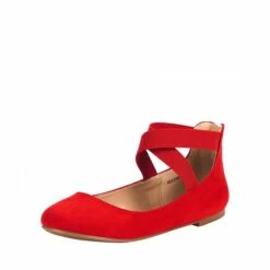 Fashion Ankle Strap Elastic Ballet Flats RED -DREAM PAIRS Sales 1 190