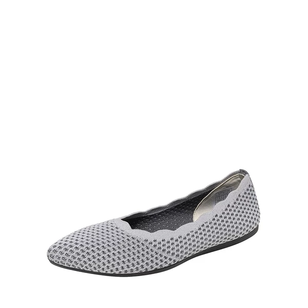 Pointed Toe Knit Foldable Ballet Flats GREY 3 Pointed Toe Knit Foldable Ballet Flats GREY