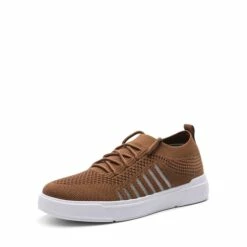 Low Top Lace Up Sock Sneakers BROWN