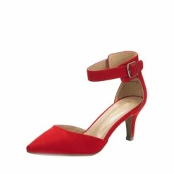 Ankle Strap Low Heel Dress Pumps RED SUEDE 9 Ankle Strap Low Heel Dress Pumps RED SUEDE -DREAM PAIRS Sales 1 200