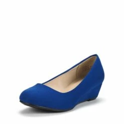 Mid Wedge Heel Pump Shoes ROYAL BLUE