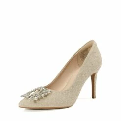 Belle Vie Stiletto Sparkly Pumps GOLD RHINESTONE