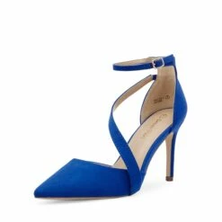 Pointed Toe Ankle Strap High Heel Pump Shoes ROYAL BLUE SUEDE 8 Pointed Toe Ankle Strap High Heel Pump Shoes ROYAL BLUE SUEDE -DREAM PAIRS Sales 1 207