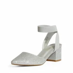 Pointed Toe Pumps With Ankle Strap SILVER GLITTER 9 Pointed Toe Pumps With Ankle Strap SILVER GLITTER -DREAM PAIRS Sales 1 211