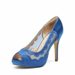 Open Toe Rhinestone Pump Heel Sandals ROYAL BLUE -DREAM PAIRS Sales 1 217