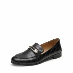 Comfortable Casual Round Toe Loafers BLACK STONE PU -DREAM PAIRS Sales 1 227