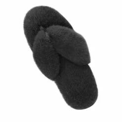 Fluffy Flip Flop House Slippers BLACK -DREAM PAIRS Sales 1 237